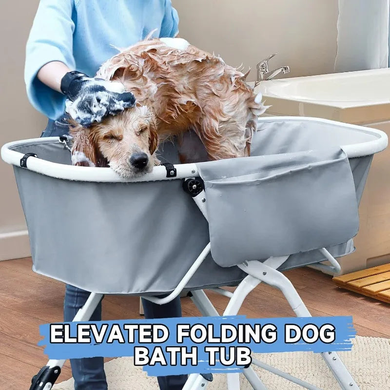 Foldable Elevated Dog Bath Tub For Medium Large Pets Grooming
