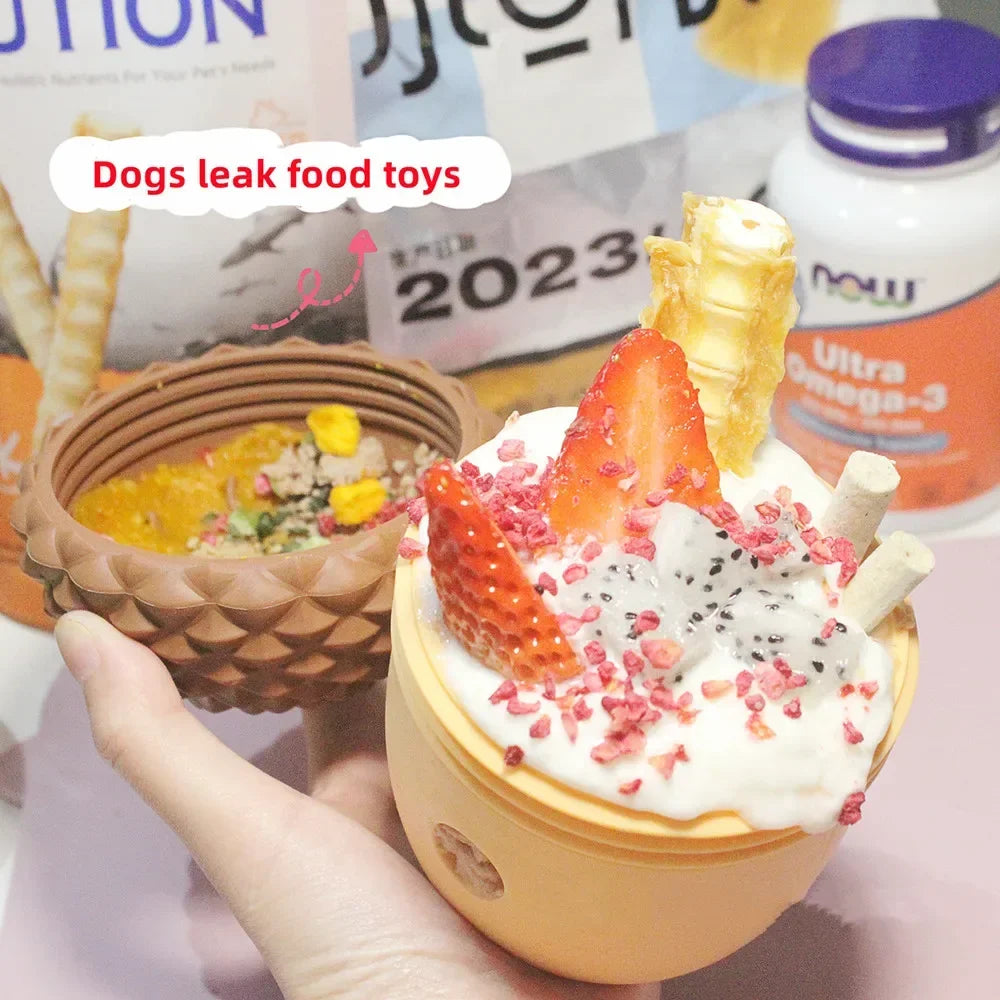 Dog Toy Silicone Acorn Puzzle Ball for Slow Feed Interactive