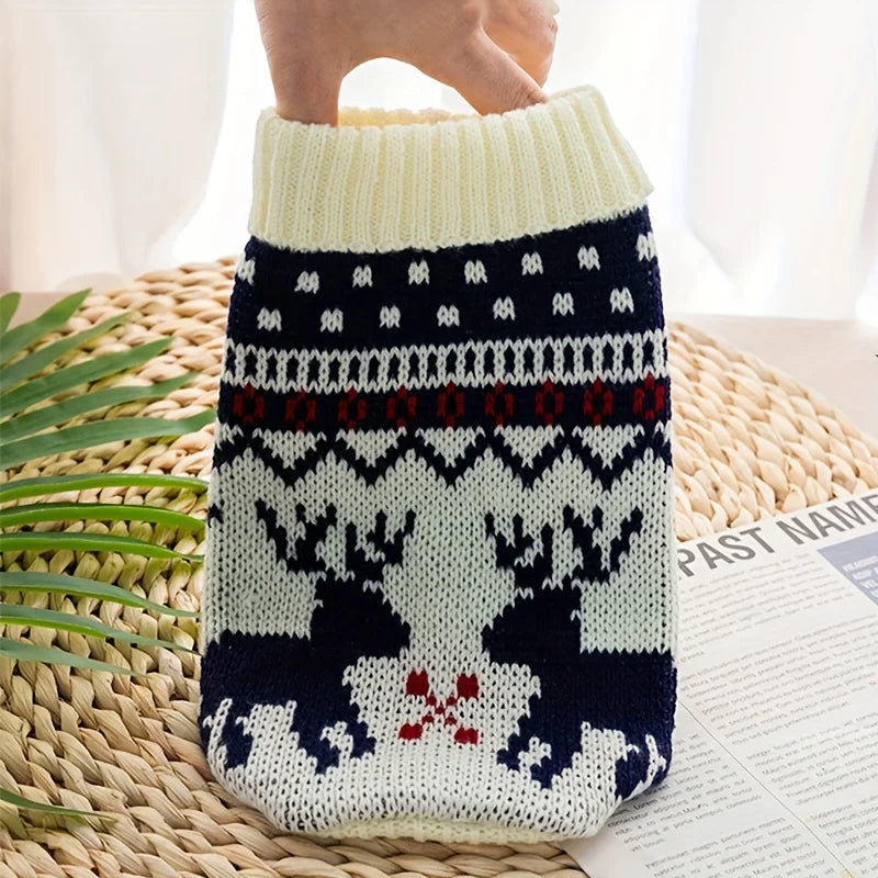 NONECN Christmas Knitted Wool Dog And Cat Sweater For Winter
