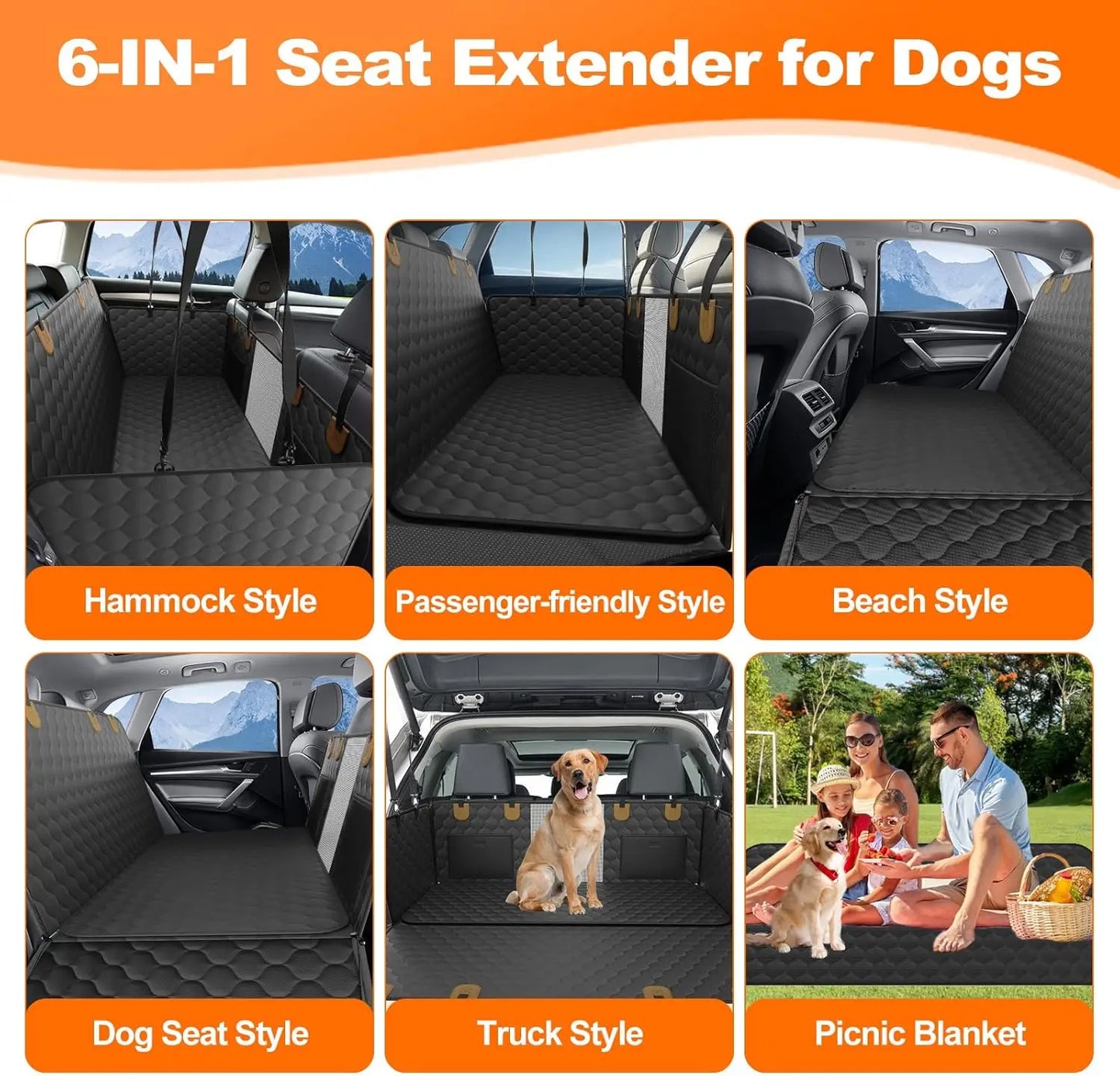 Wedyvko Back Seat Extender Hammock for Dogs Car Cover 400lb