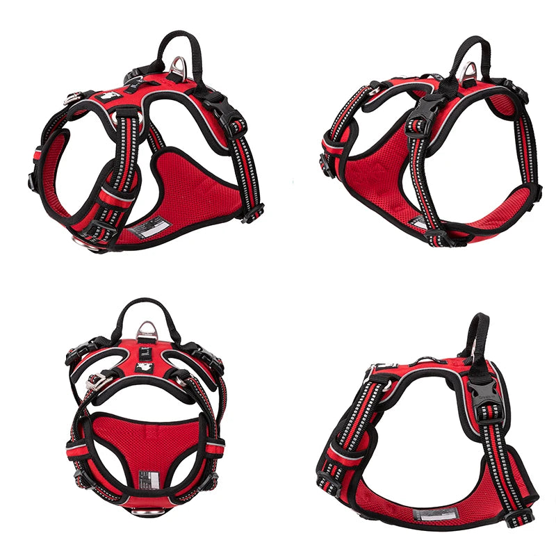 TRUELOVECN Reflective Nylon Dog Harness No Pull Adjustable Vehicle Harness