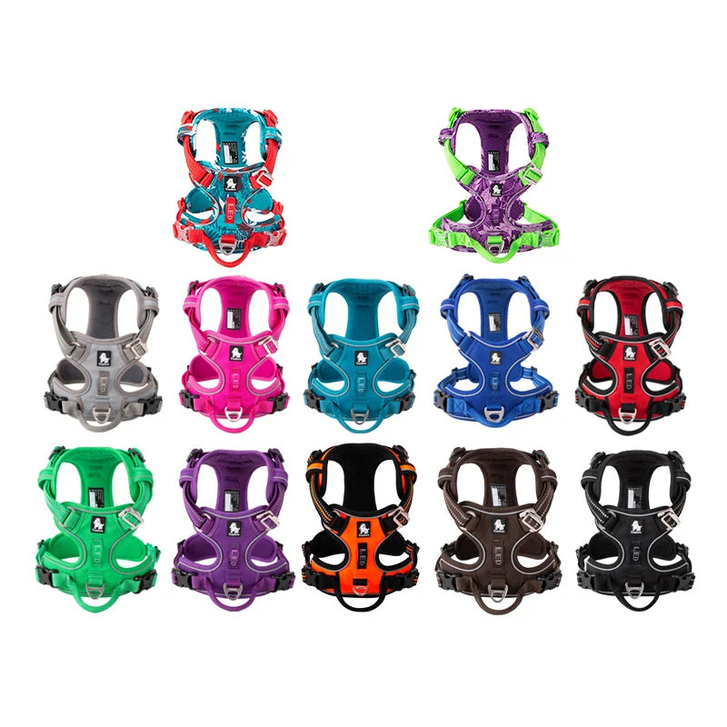TRUELOVECN Reflective Nylon Dog Harness No Pull Adjustable Vehicle Harness