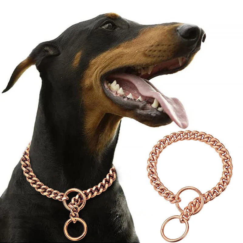 Stainless Steel Chain Collar For Dogs Cuban Link Walking Training