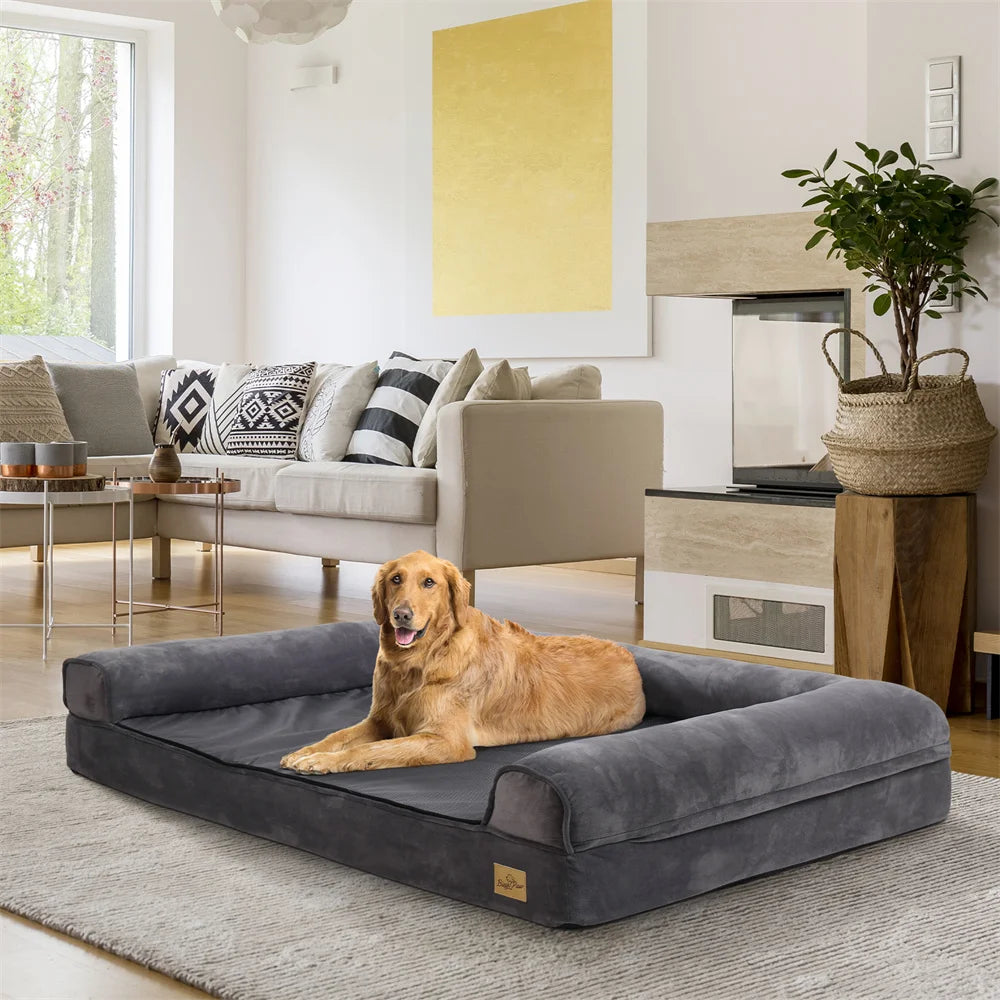 BORWARTCN Calming Dog Bed With Orthopedic Memory Foam Removable Cover
