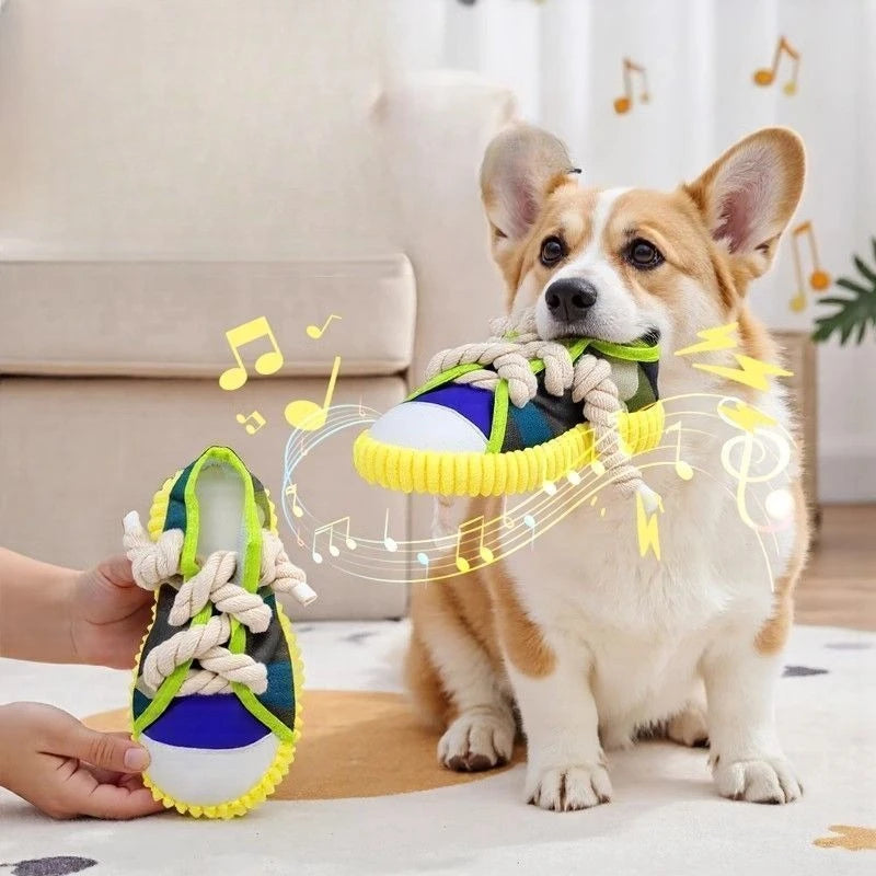 Dog Squeak Toy Teeth Grinding Slippers Shape Puppy Chew Toy