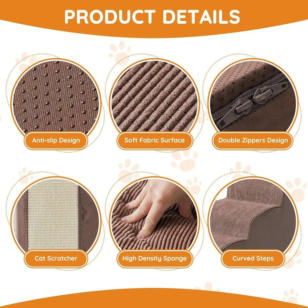 Curved Pet Ramp for Small Dogs Non Slip Lightweight Foam