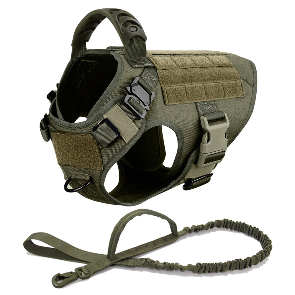 PETRAVELCN Tactical Dog Harness Leash Set For Large Dogs Malinois