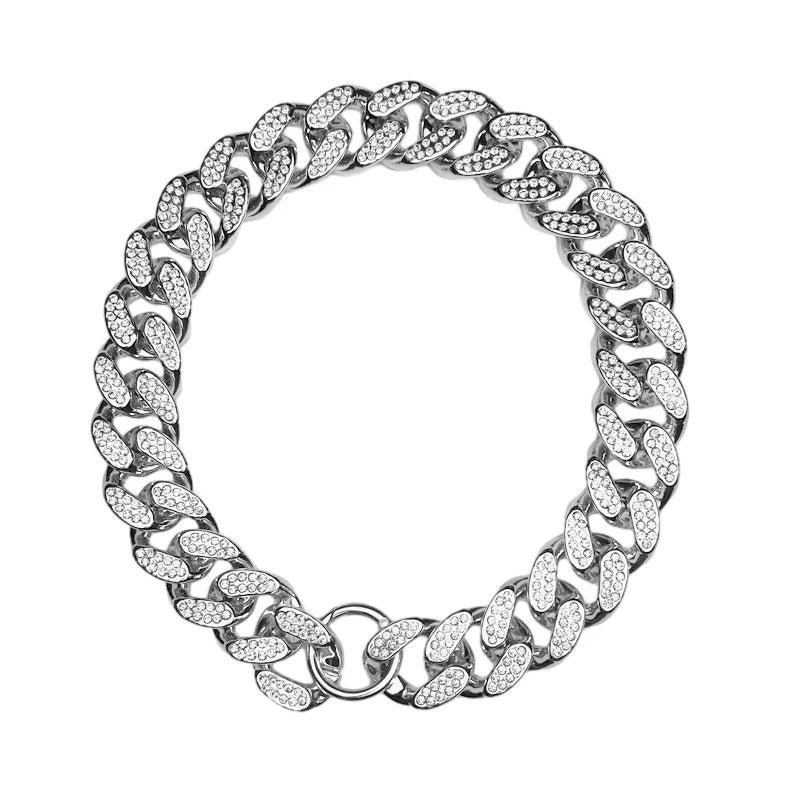 Abs Plastic Dog Collar Diamond Inlay Sparkle Bulldog Necklace