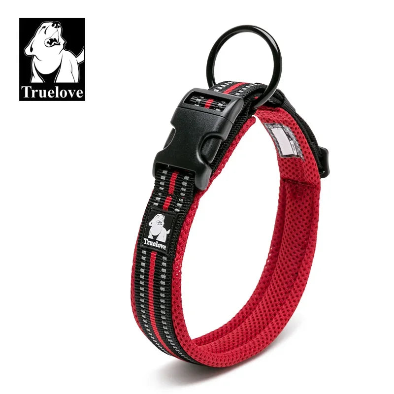 TRUELOVECN Nylon Dog Collar Adjustable Padded Reflective Heavy Duty TLC5011