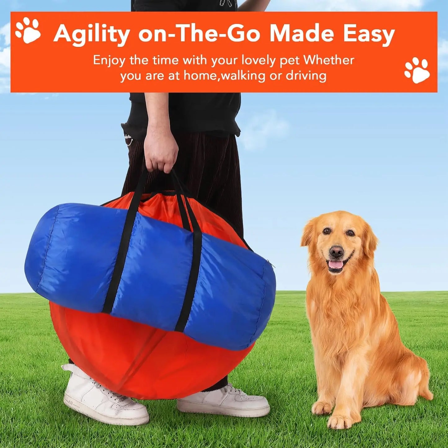 HiMISSH 87 Piece Dog Agility Training Kit With Tunnel Poles