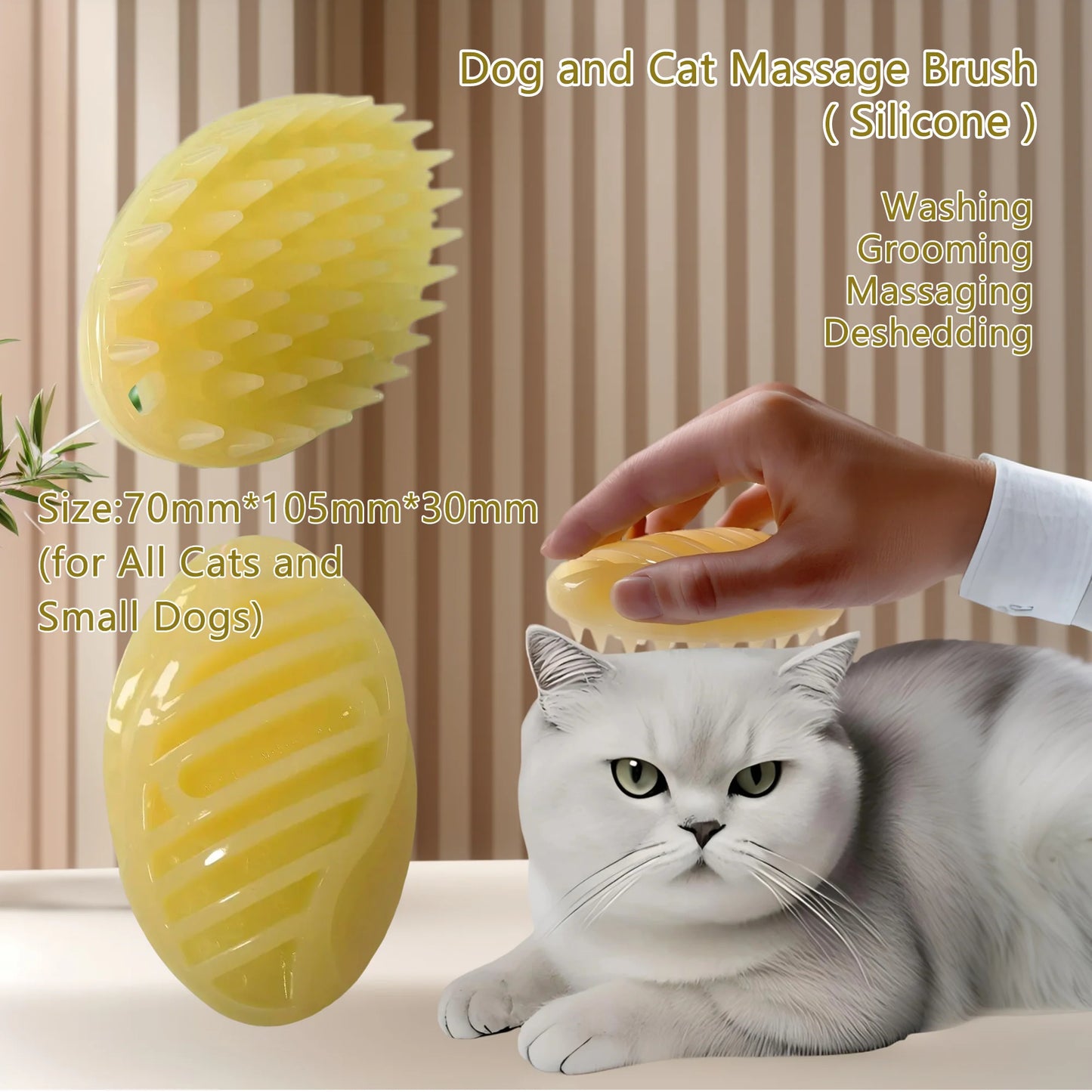 YTYIN Dog Cat Massage Brush Silicone Slicker Comb for Pets