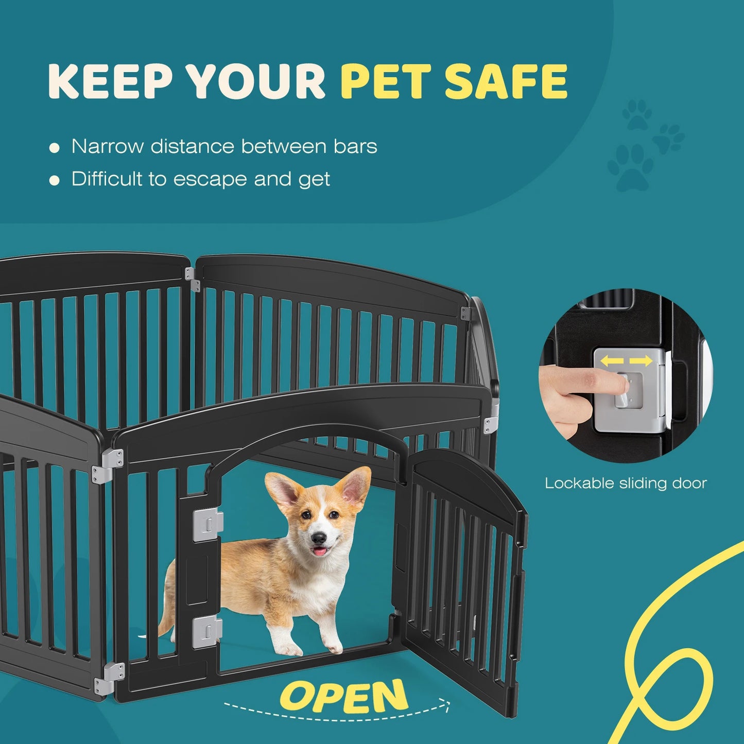 JHK Expandable Plastic Dog Playpen Portable Pet Fence