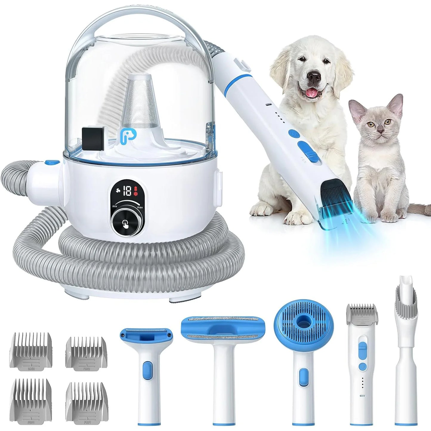 HiMISS Pet Grooming Vacuum Kit Professional Quiet With 5 Tools