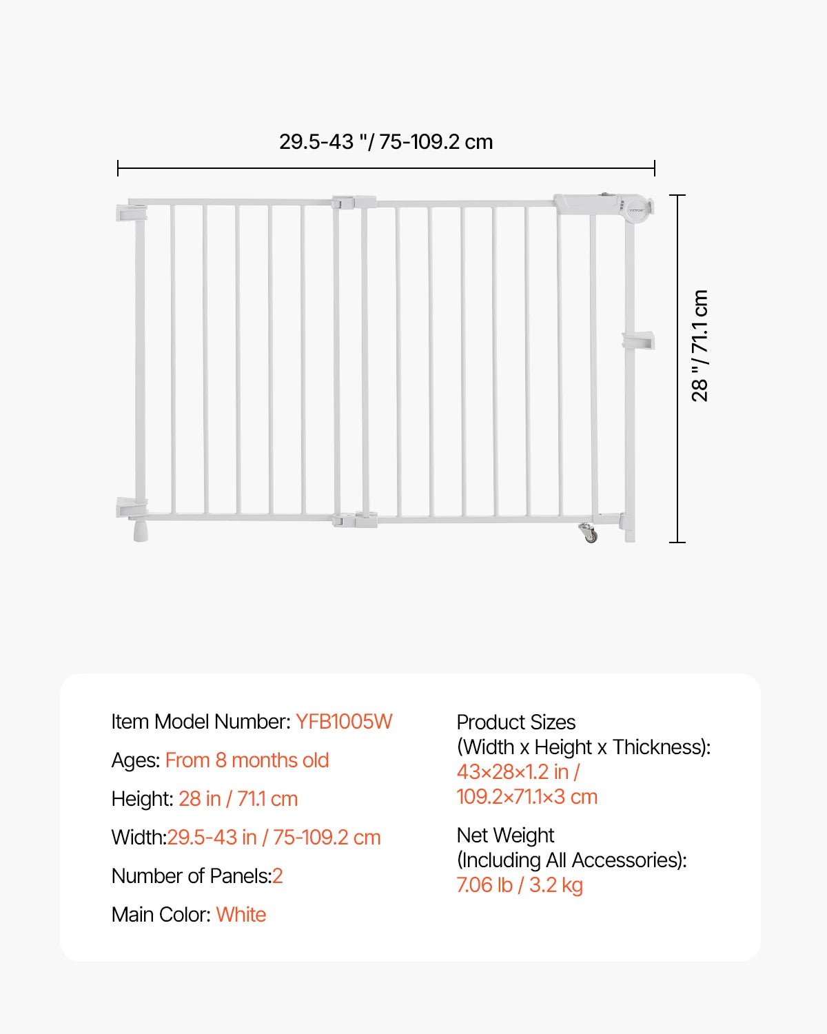 SucceBuy Adjustable Baby Gate For Pets And Children Dual Lock