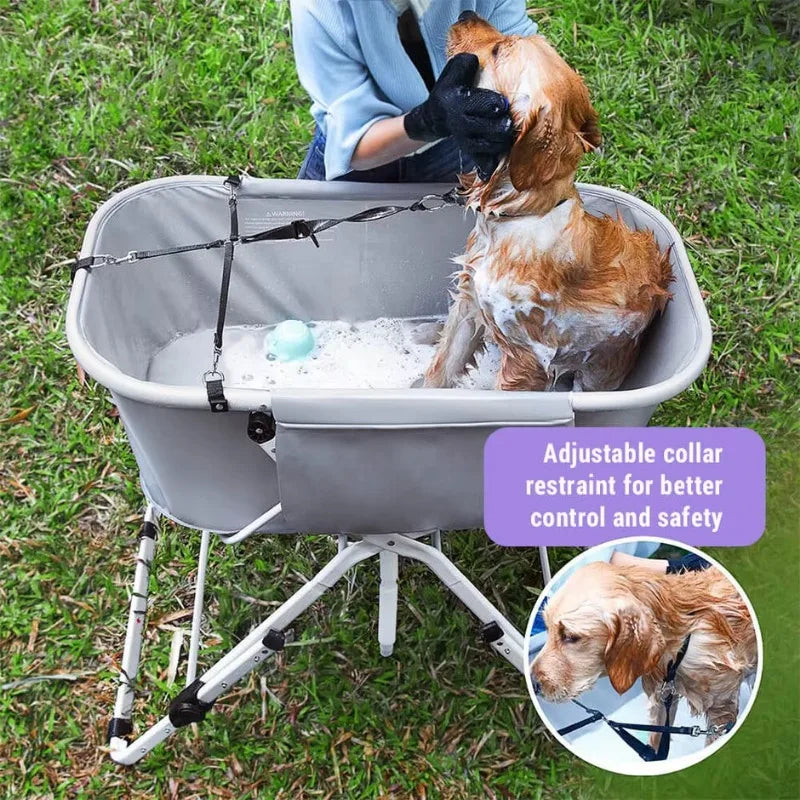 Foldable Elevated Dog Bath Tub For Medium Large Pets Grooming