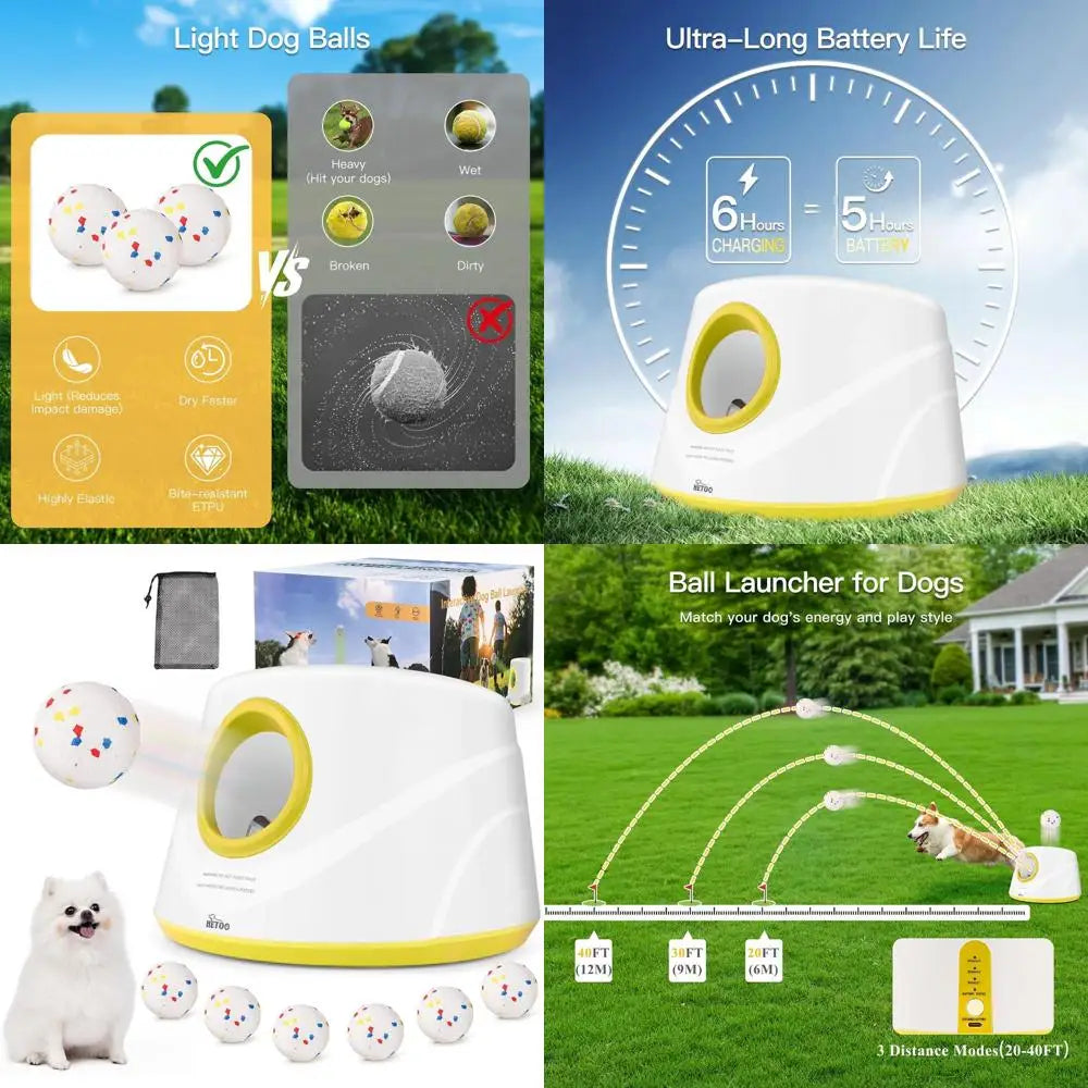 Automatic Tennis Ball Launcher For Dogs 6 Ball Interactive Toy