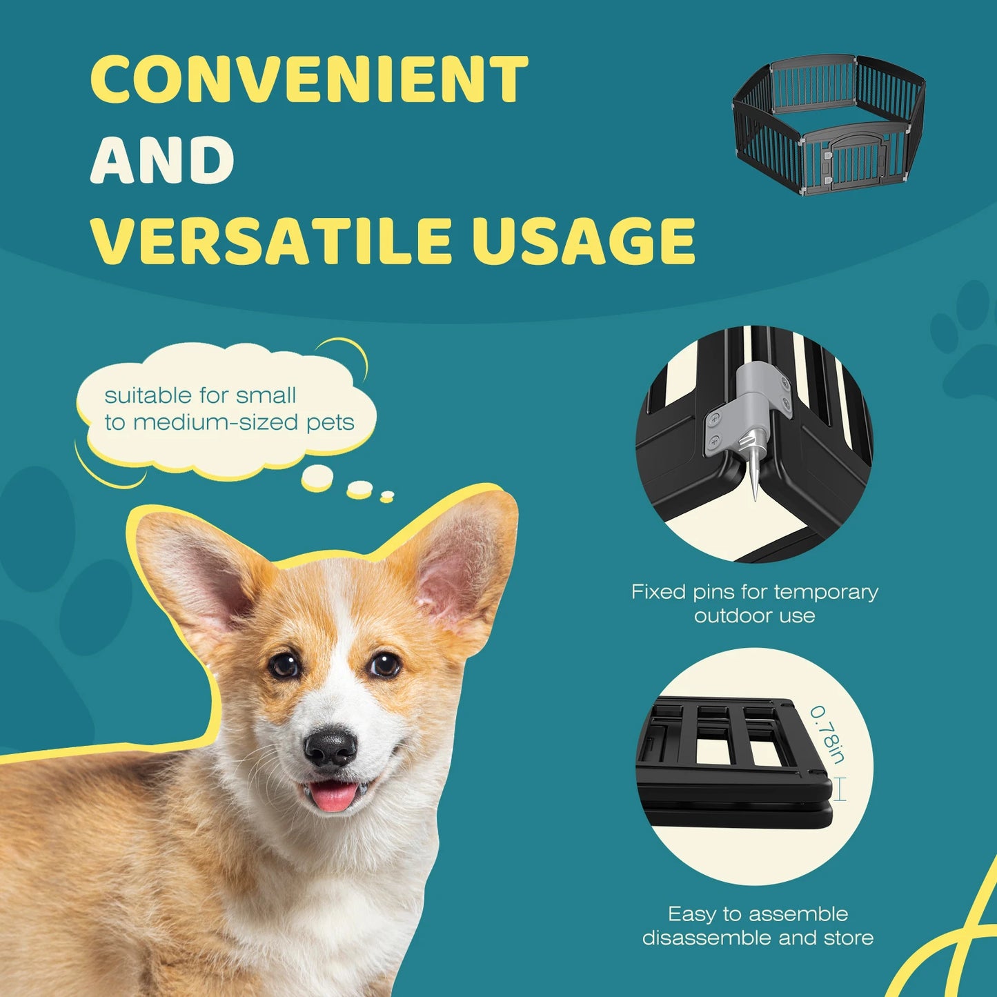 JHK Expandable Plastic Dog Playpen Portable Pet Fence