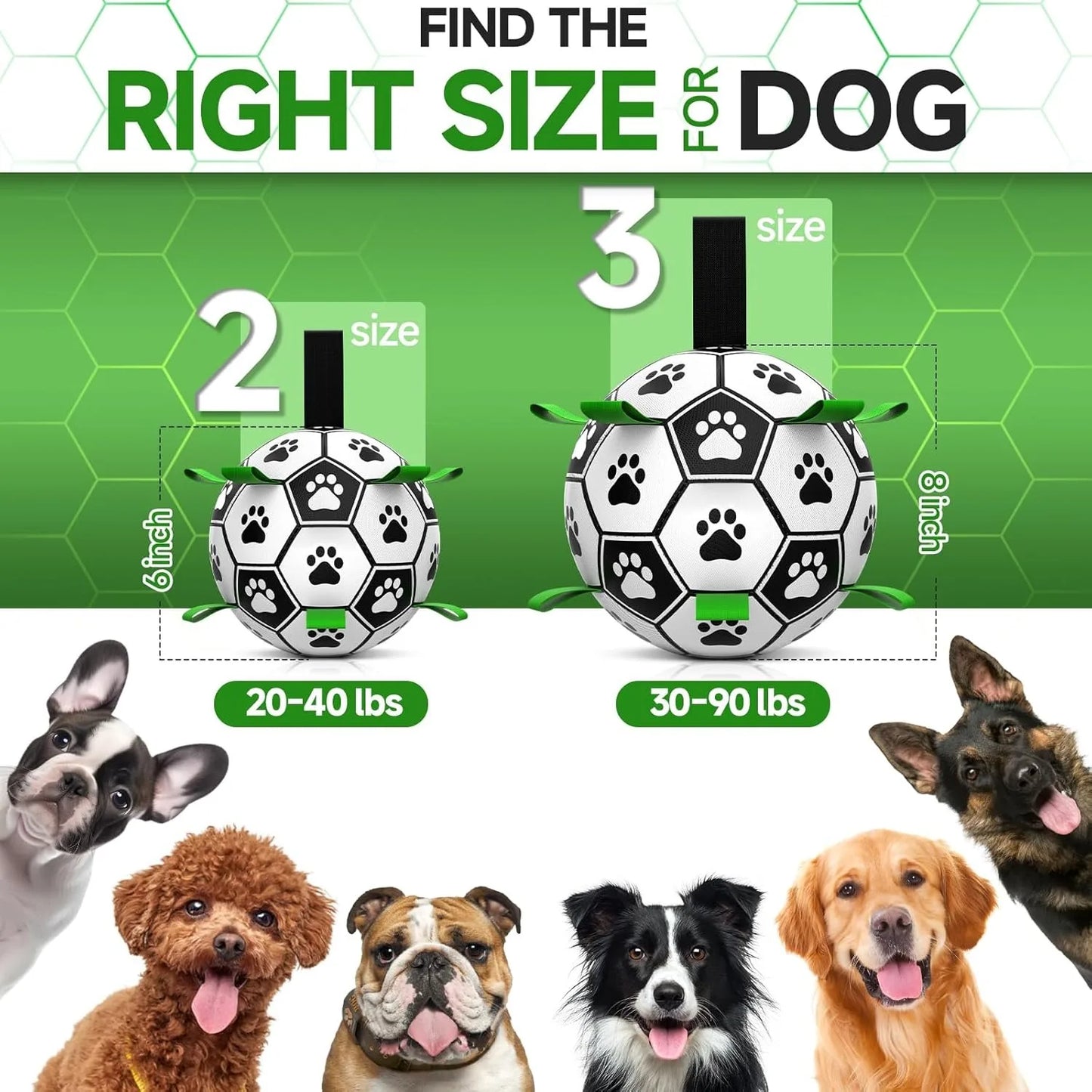 Durable PU Rubber Dog Soccer Ball With Straps For Fetch