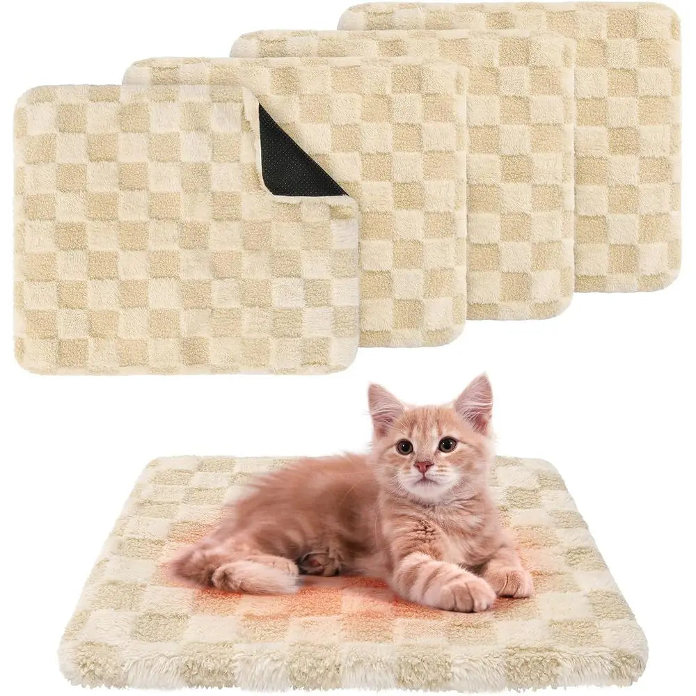 Self Warming Cat Bed 4 Pack Heated Plush Thermal Pad