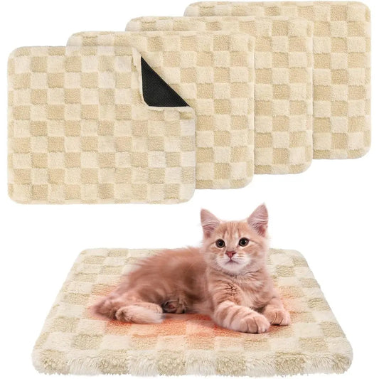 Self Warming Cat Bed 4 Pack Heated Plush Thermal Pad