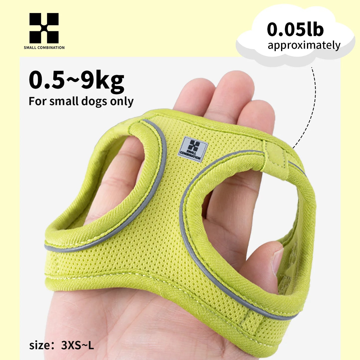 Small Combination Dog Harness Leash Set Reflective Adjustable