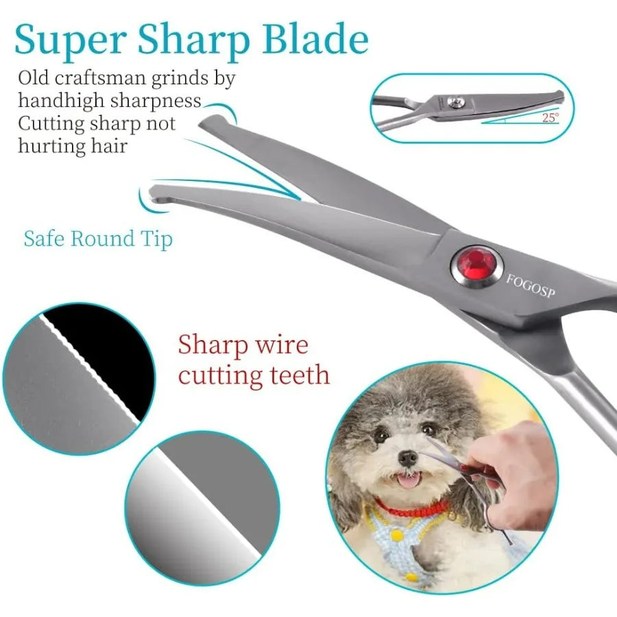 Curved Dog Grooming Scissors For Face And Paws Stainless Steel