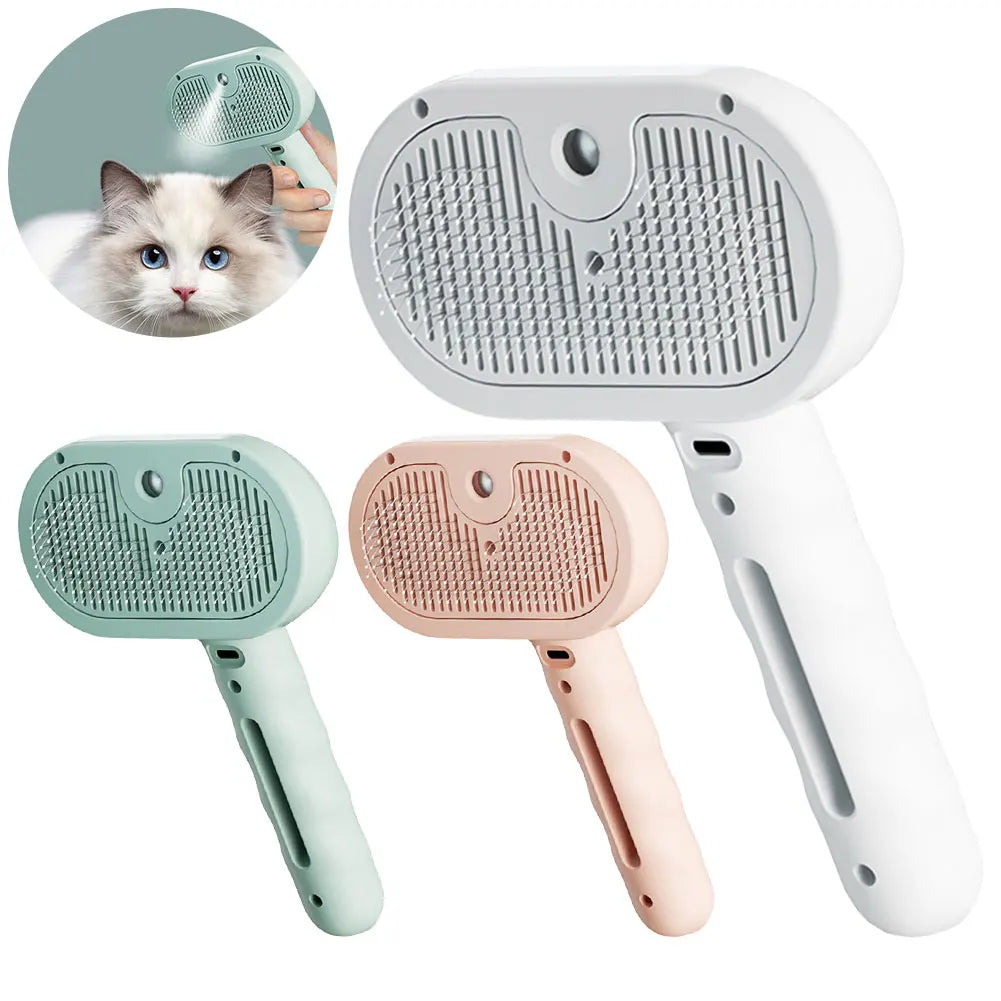 VKTECH 3 In 1 Cat Steam Brush Release Button Grooming