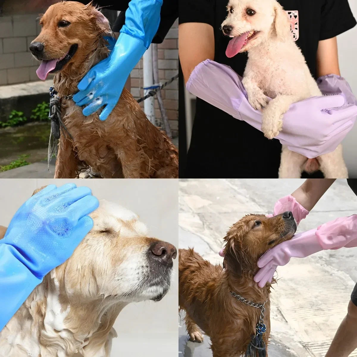 Silicone Pet Grooming Cleaning Gloves For Dogs And Cats