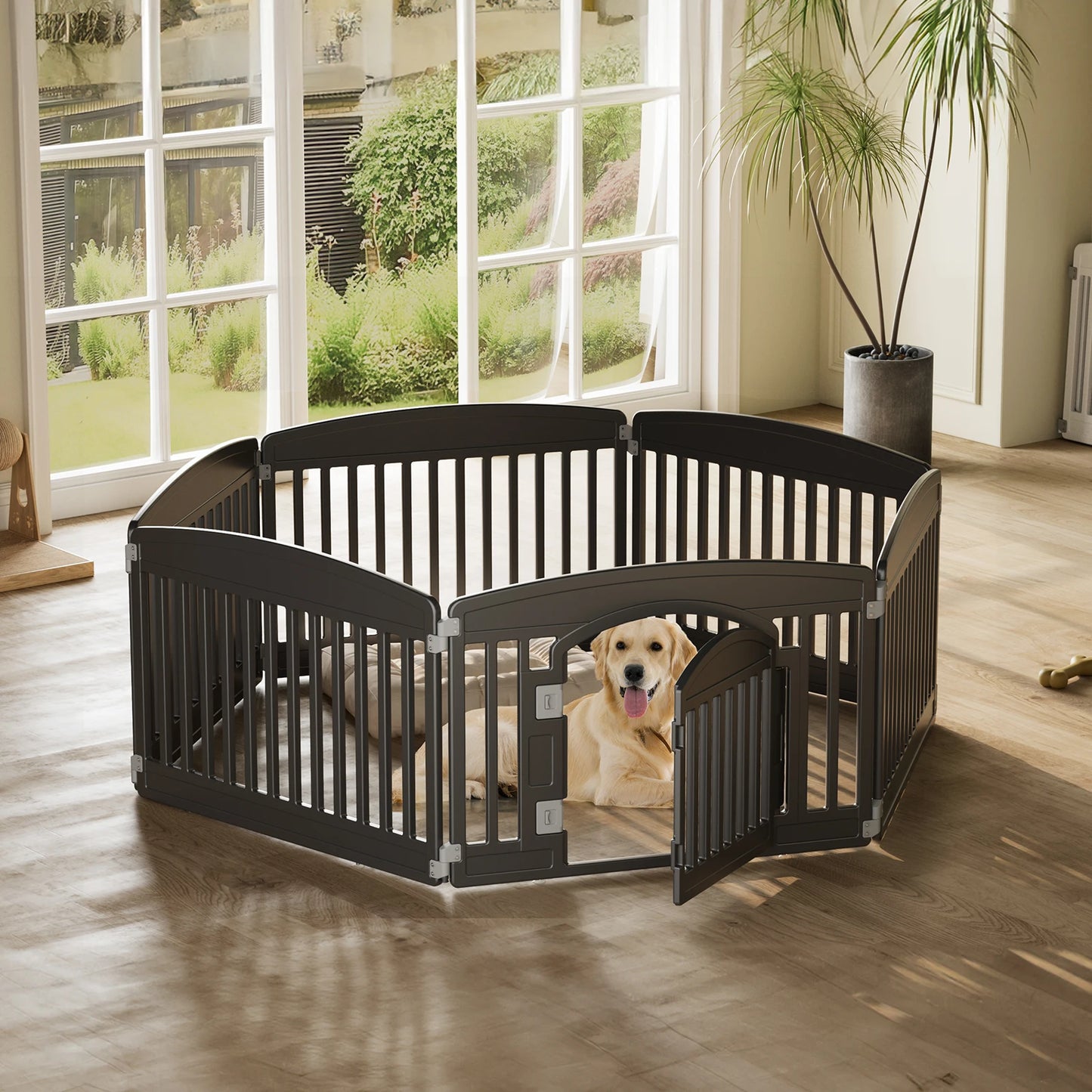 JHK Expandable Plastic Dog Playpen Portable Pet Fence