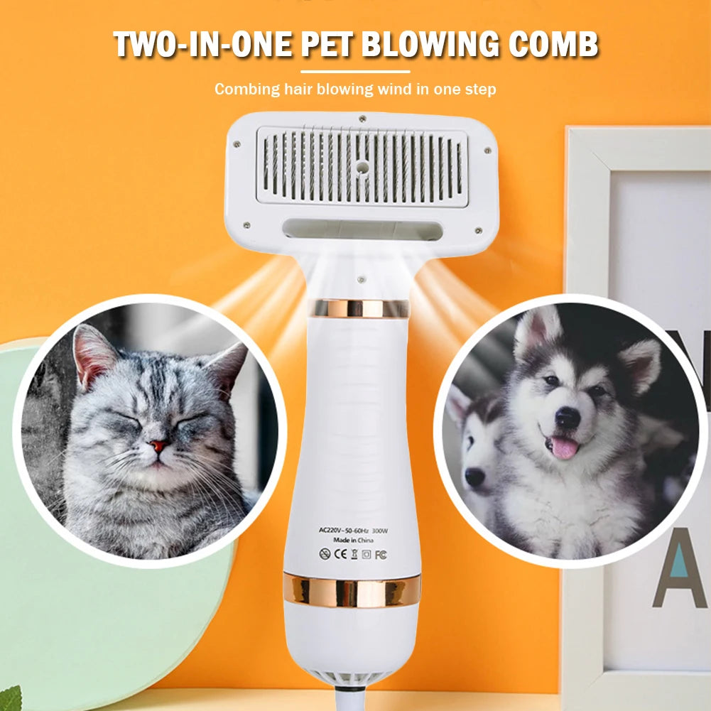 Shunmaii 2-In-1 Portable Pet Hair Grooming Dryer Comb