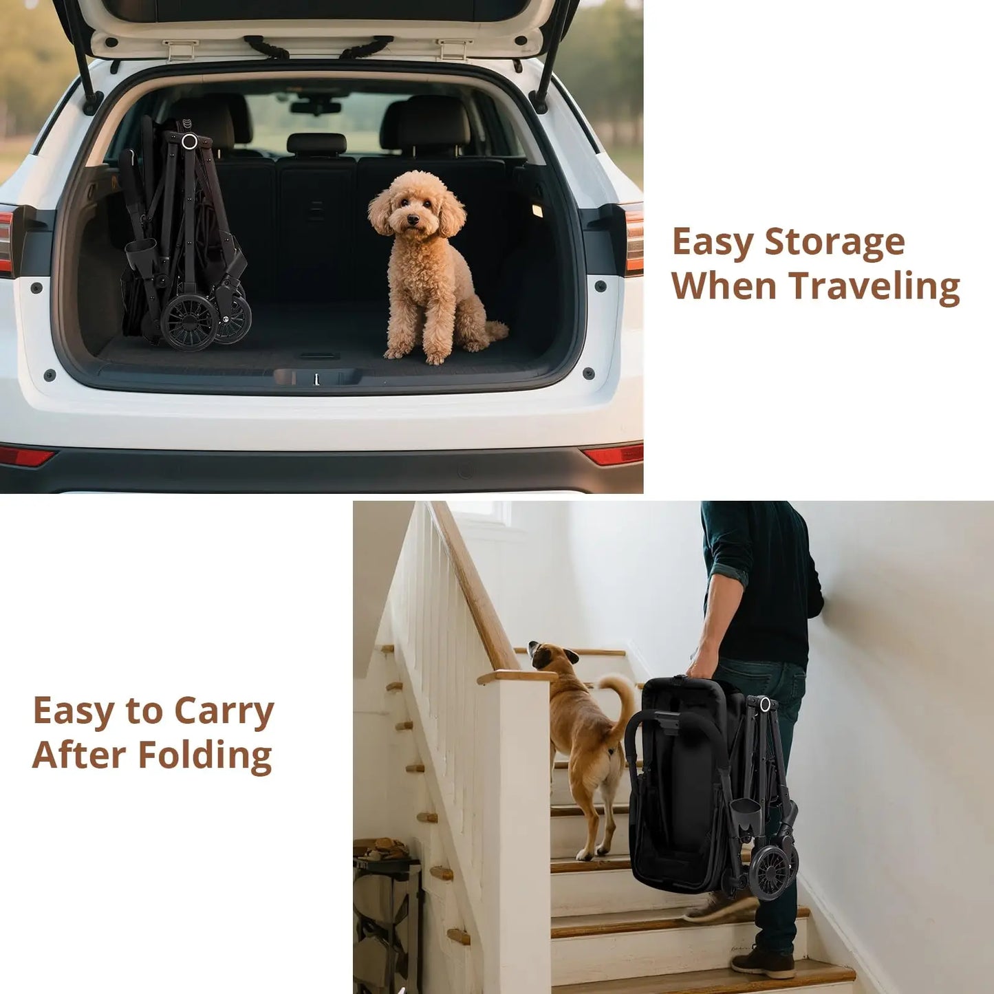 HiMISS Four Wheel Lightweight Foldable Dog Stroller Weatherproof Up To 50 Lbs