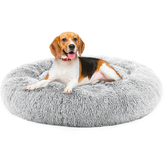 JHK Calming Dog Bed Washable Antislip Round Plush Faux Fur
