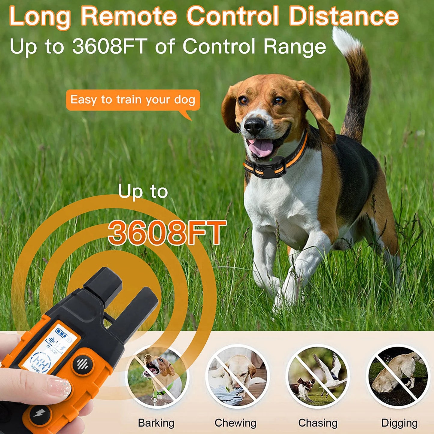 Electric Dog Training Collar Waterproof Remote Control Vibration Shock
