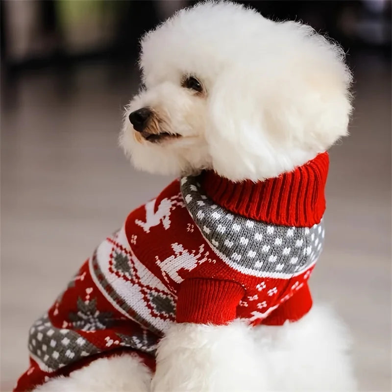 NONECN Christmas Knitted Wool Dog And Cat Sweater For Winter