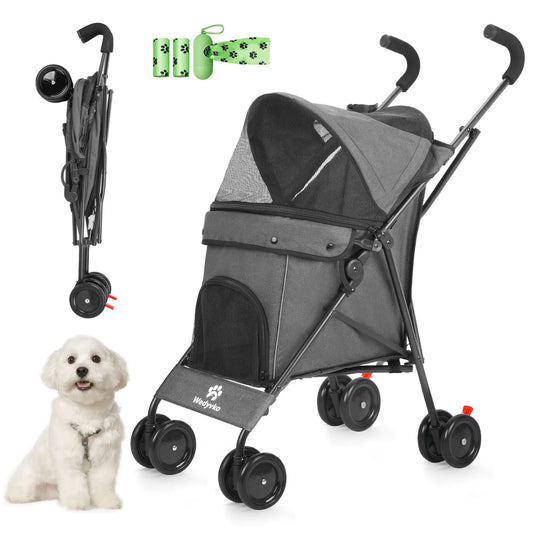 Wedyvko Pet Dog Stroller 4 Wheels With Brakes And Storage