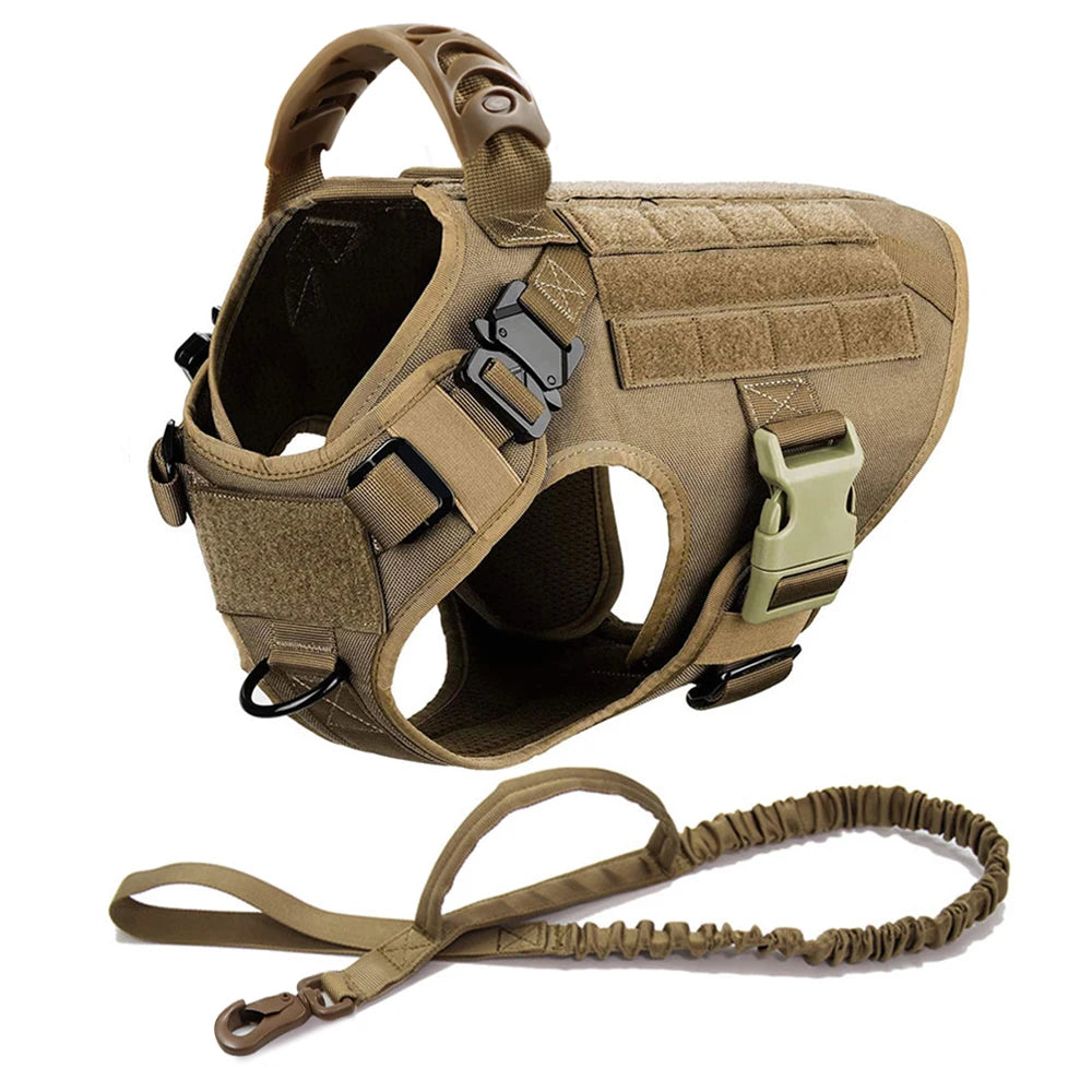 PETRAVELCN Tactical Dog Harness Leash Set For Large Dogs Malinois