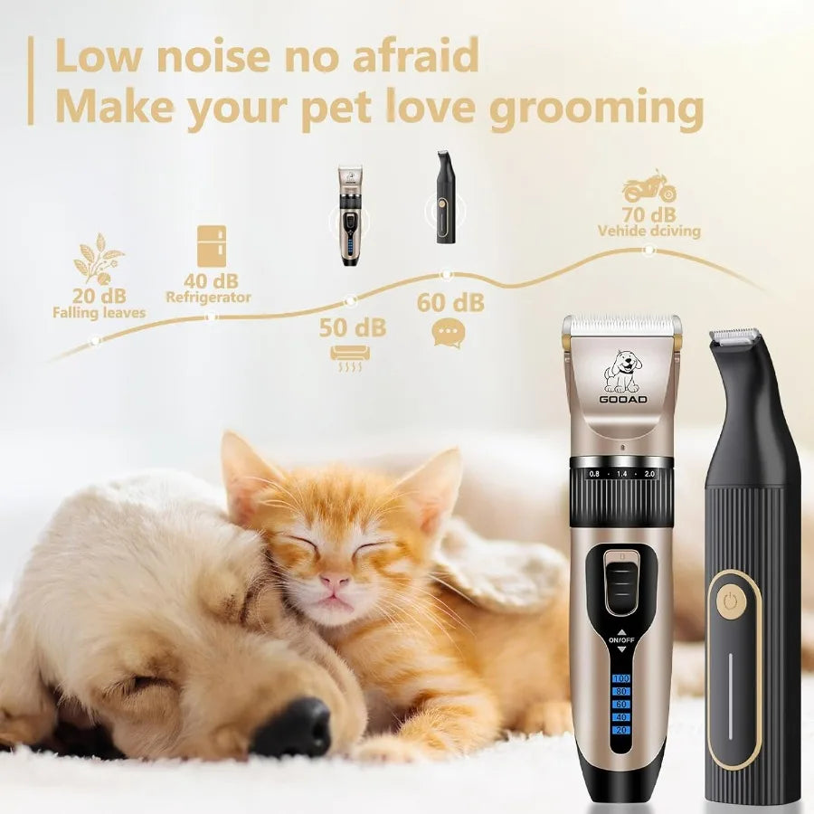 Dog Grooming Clipper Kit Cordless Rechargeable For Thick Coats