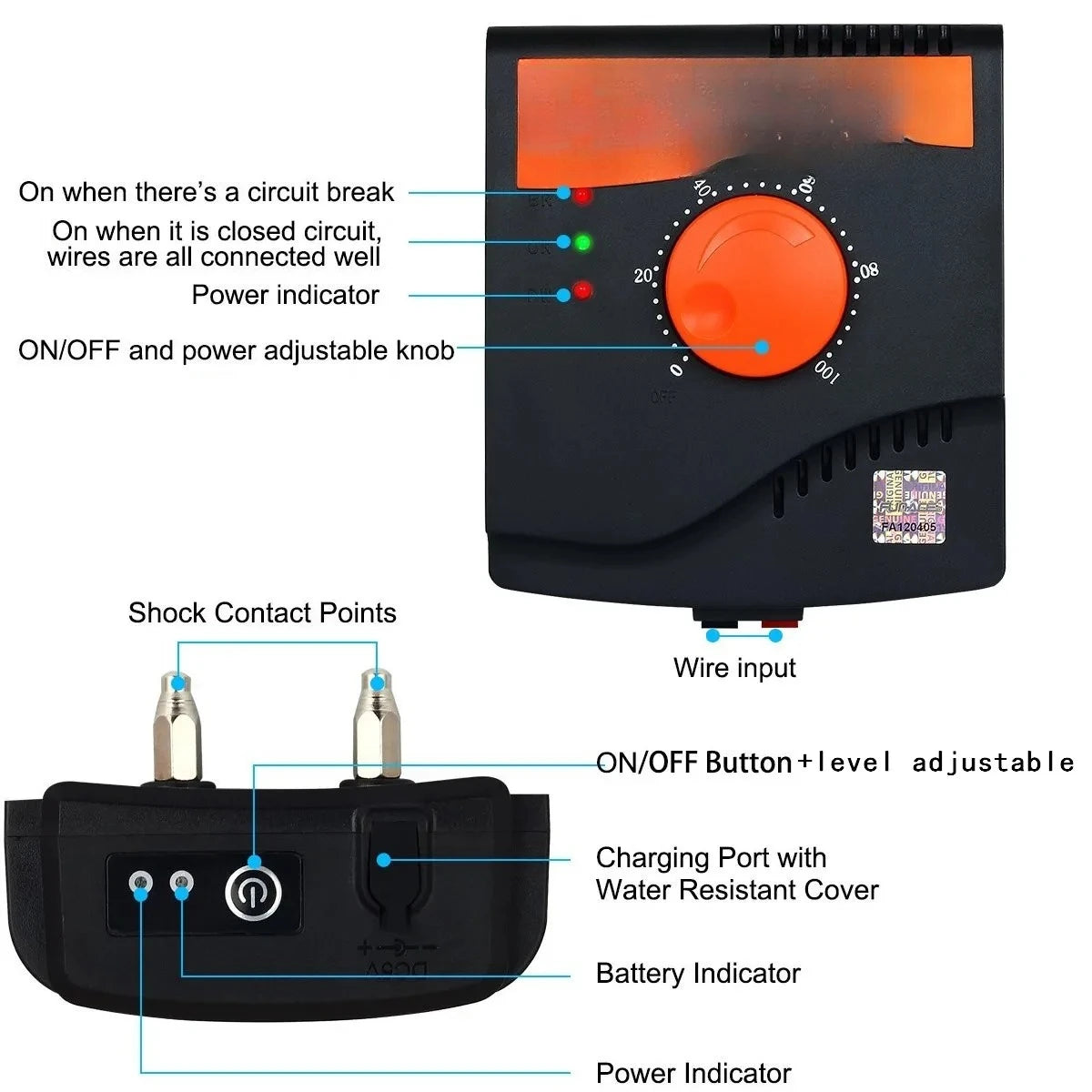 TP16 Dog Electric Fence 6 Level Rechargeable Training Collar