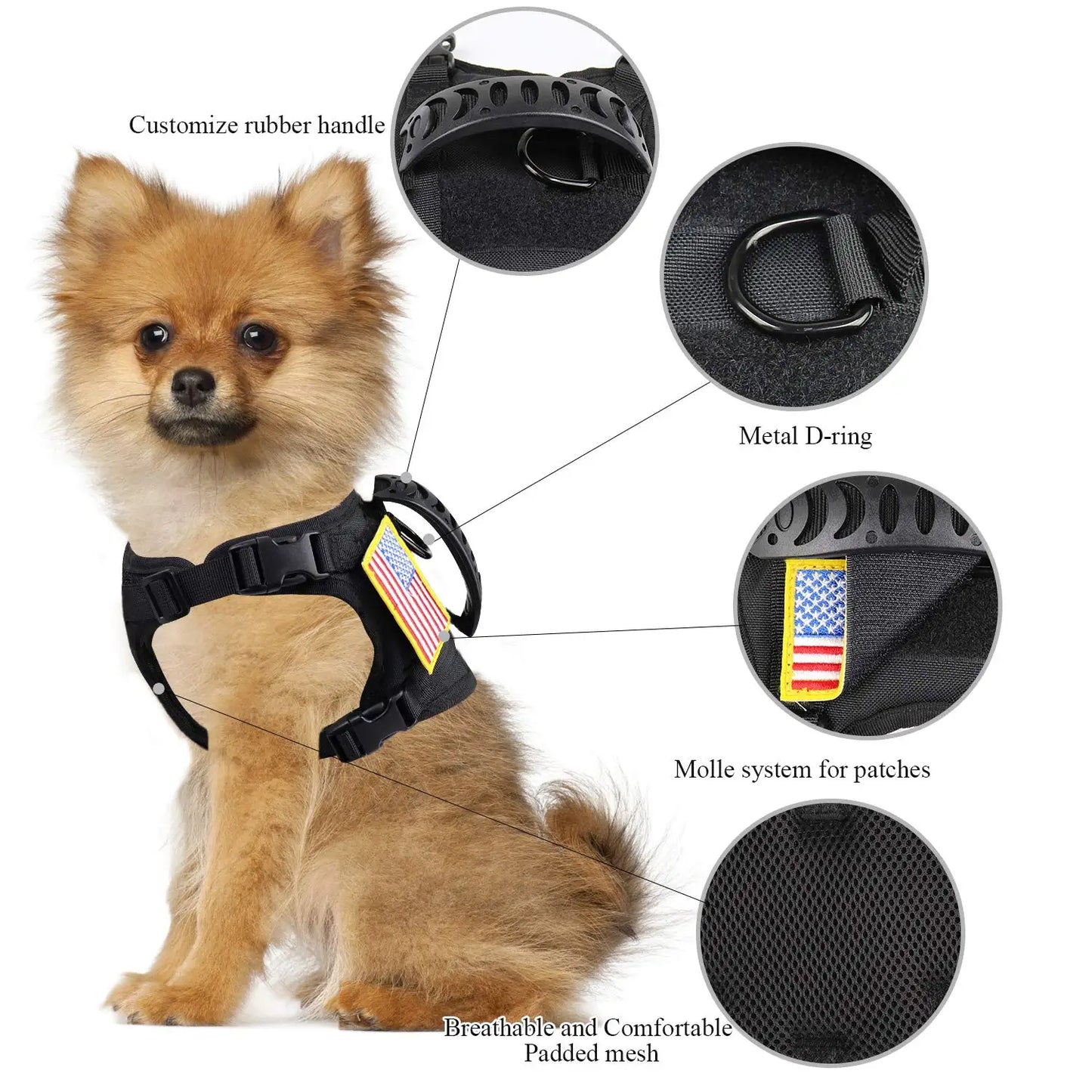 PETRAVELCN Tactical Puppy Harness Leash Set For Dogs