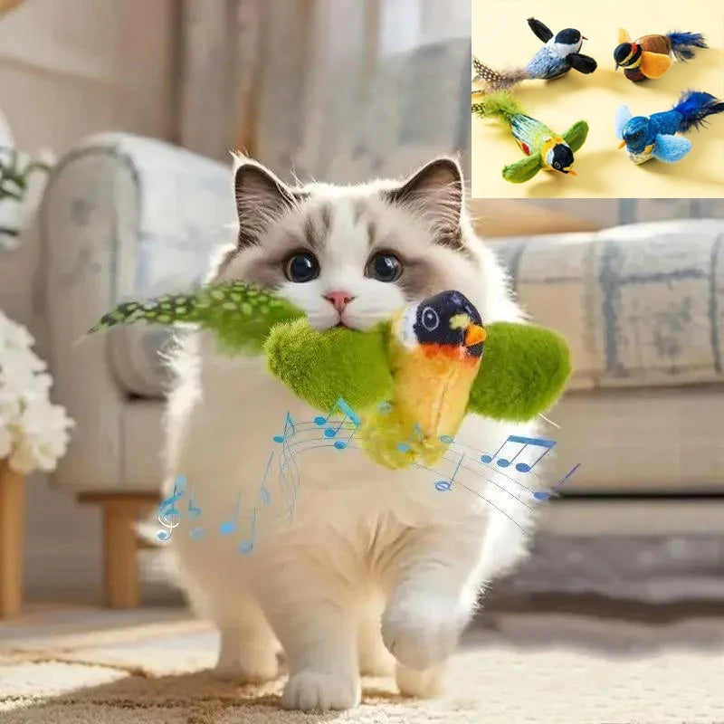 Indoor Interactive Birds Cat Toy With Realistic Sounds