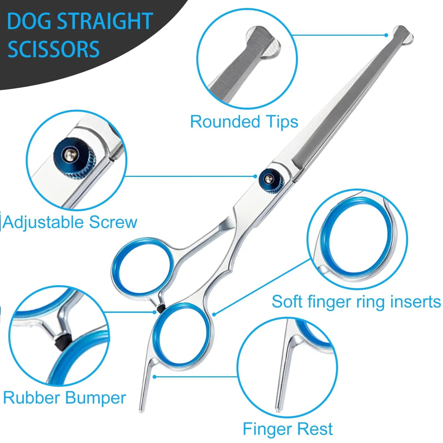 5 In 1 Professional Dog Grooming Scissors Stainless Steel Shears