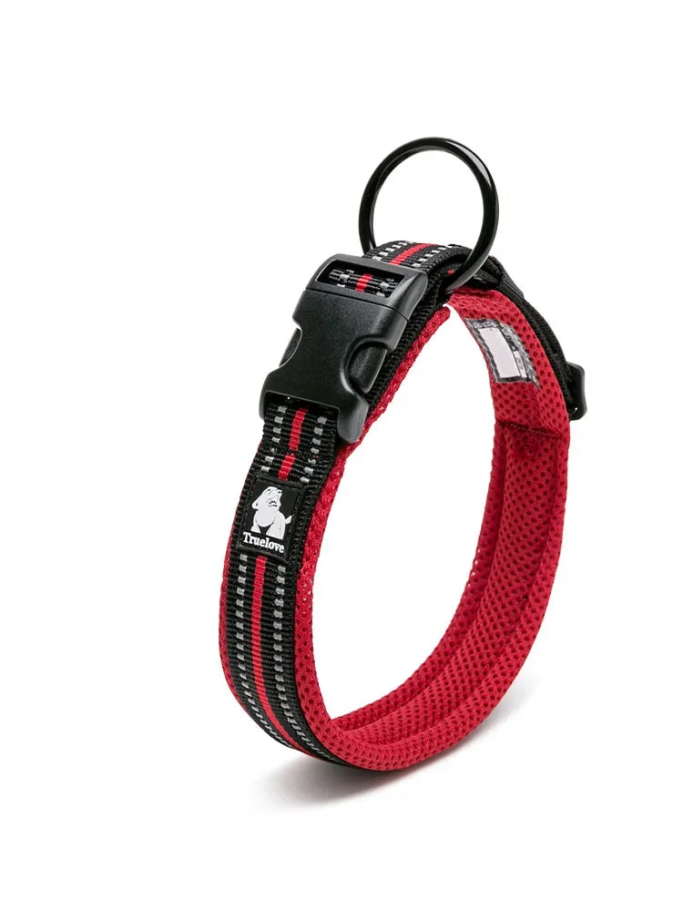 TRUELOVECN Nylon Dog Collar Adjustable Padded Reflective Heavy Duty TLC5011