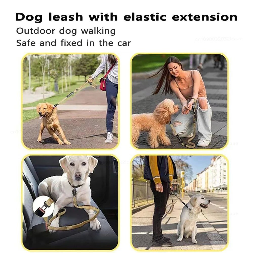Reflective Shock Absorbing Pet Leash For Large Dogs Car Seatbelt