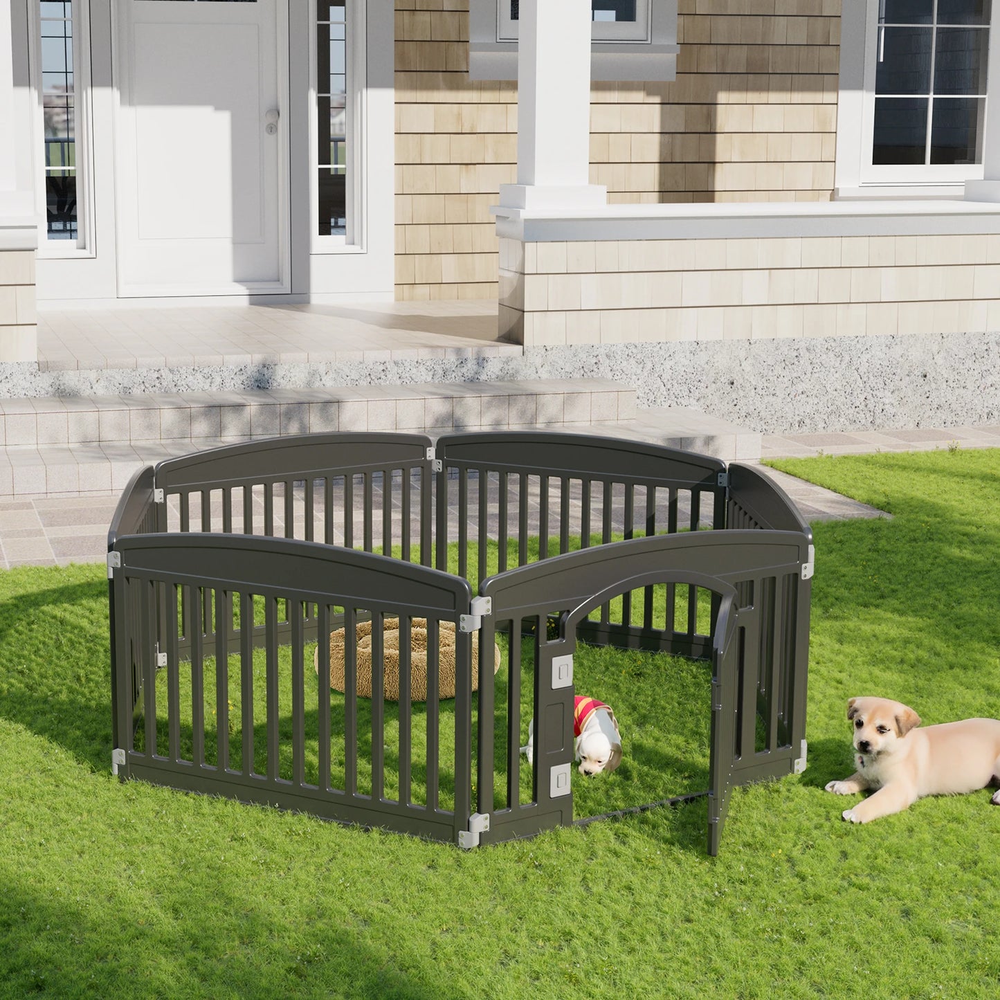 JHK Expandable Plastic Dog Playpen Portable Pet Fence