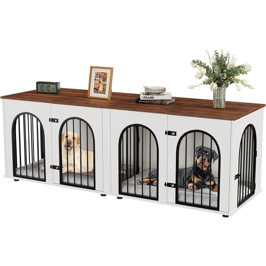 HiMISS Dog Crate Furniture TV Stand for Dogs Removable Divider