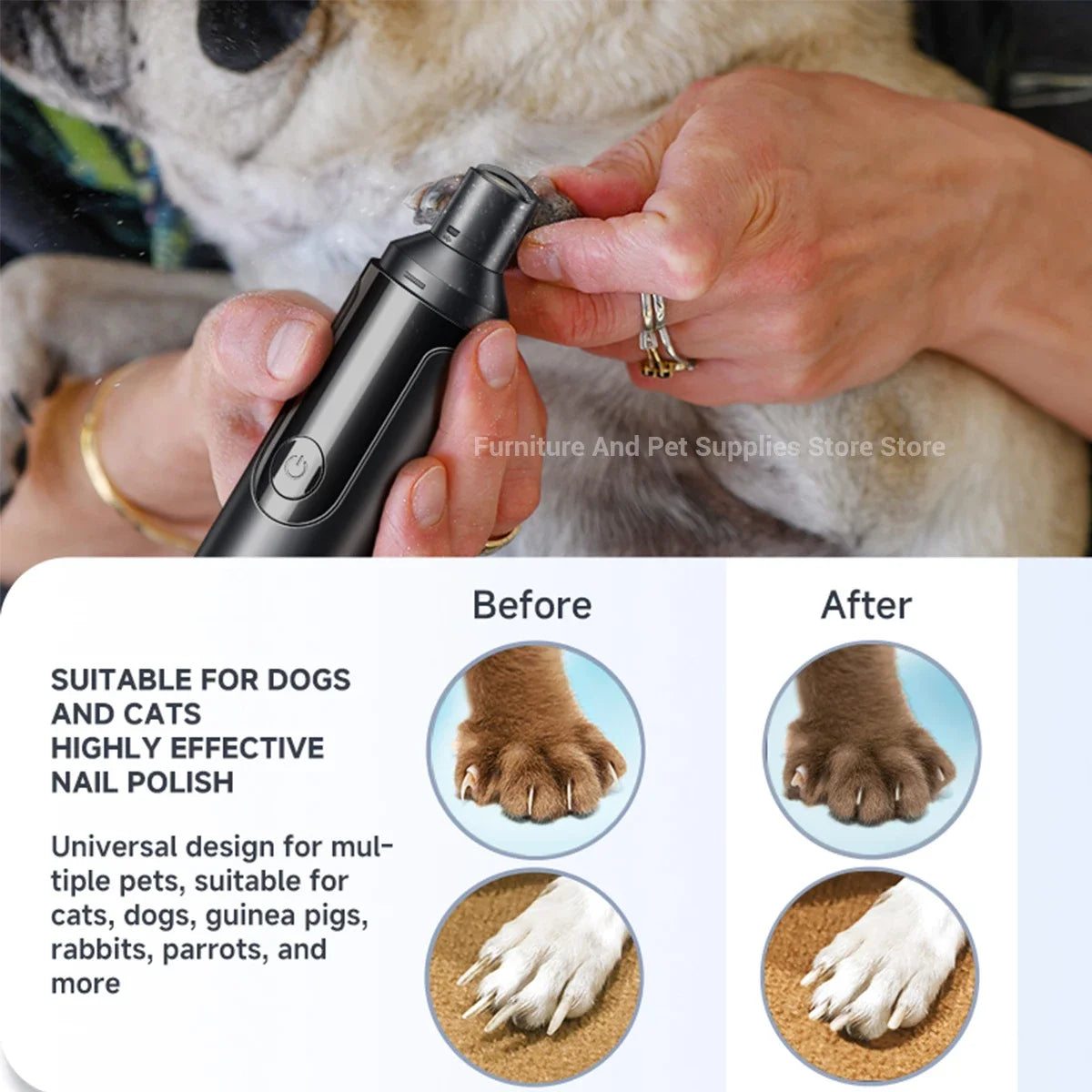 Electric Dog Nail Grinder USB Rechargeable Pet Nail Trimmer Polisher