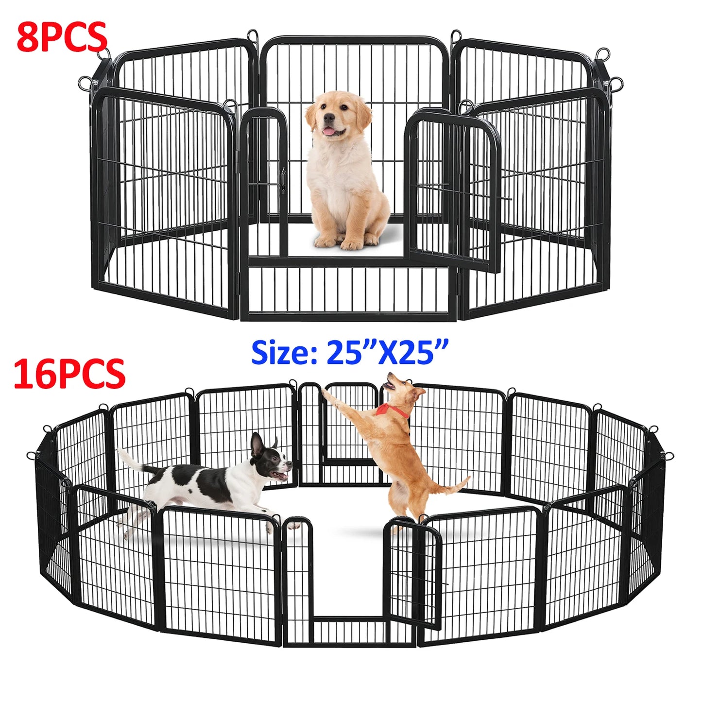 Dog Playpen With Door Foldable Metal Pet Fence Outdoor Use