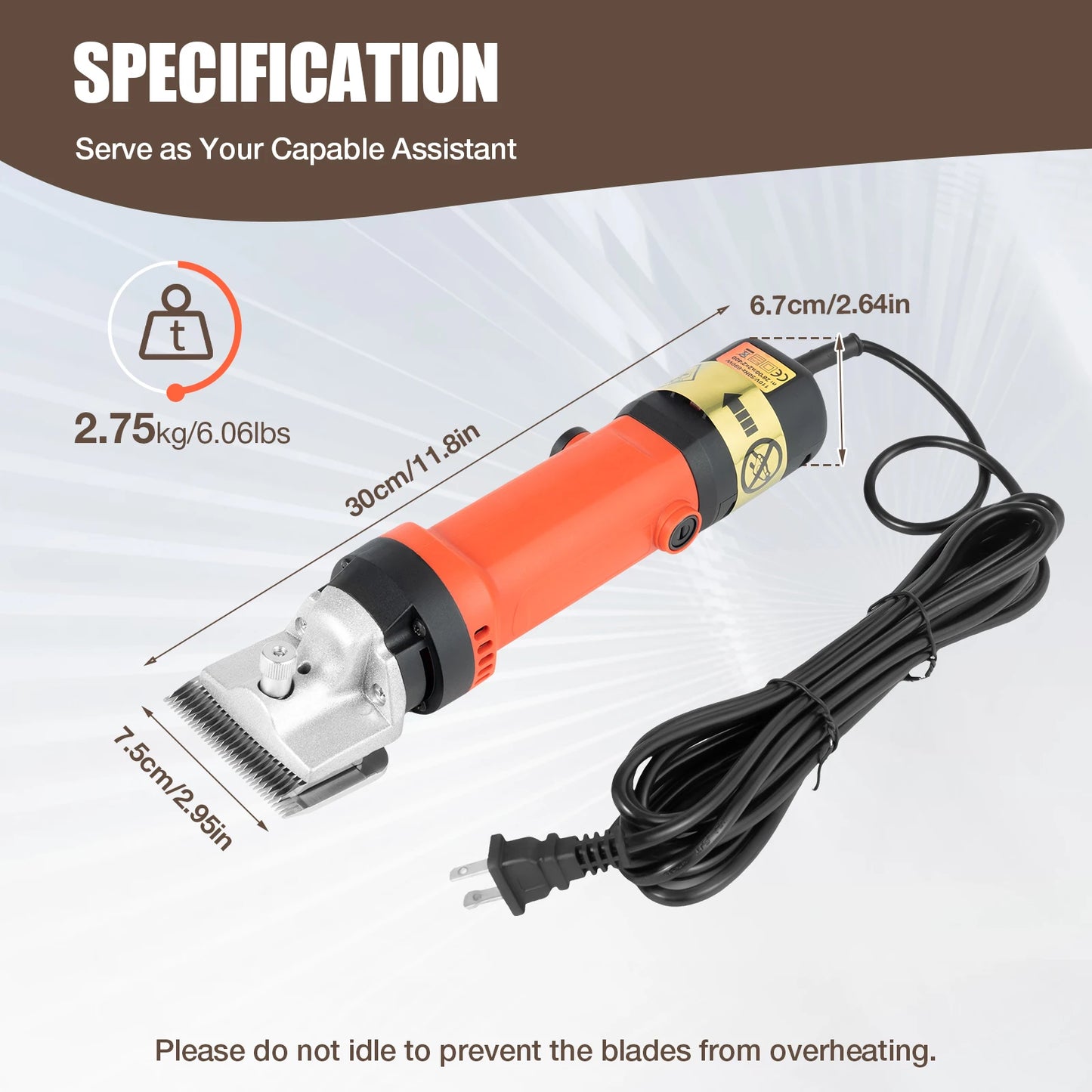 350W Electric Horse Clipper 6 Speed Low Noise 110V