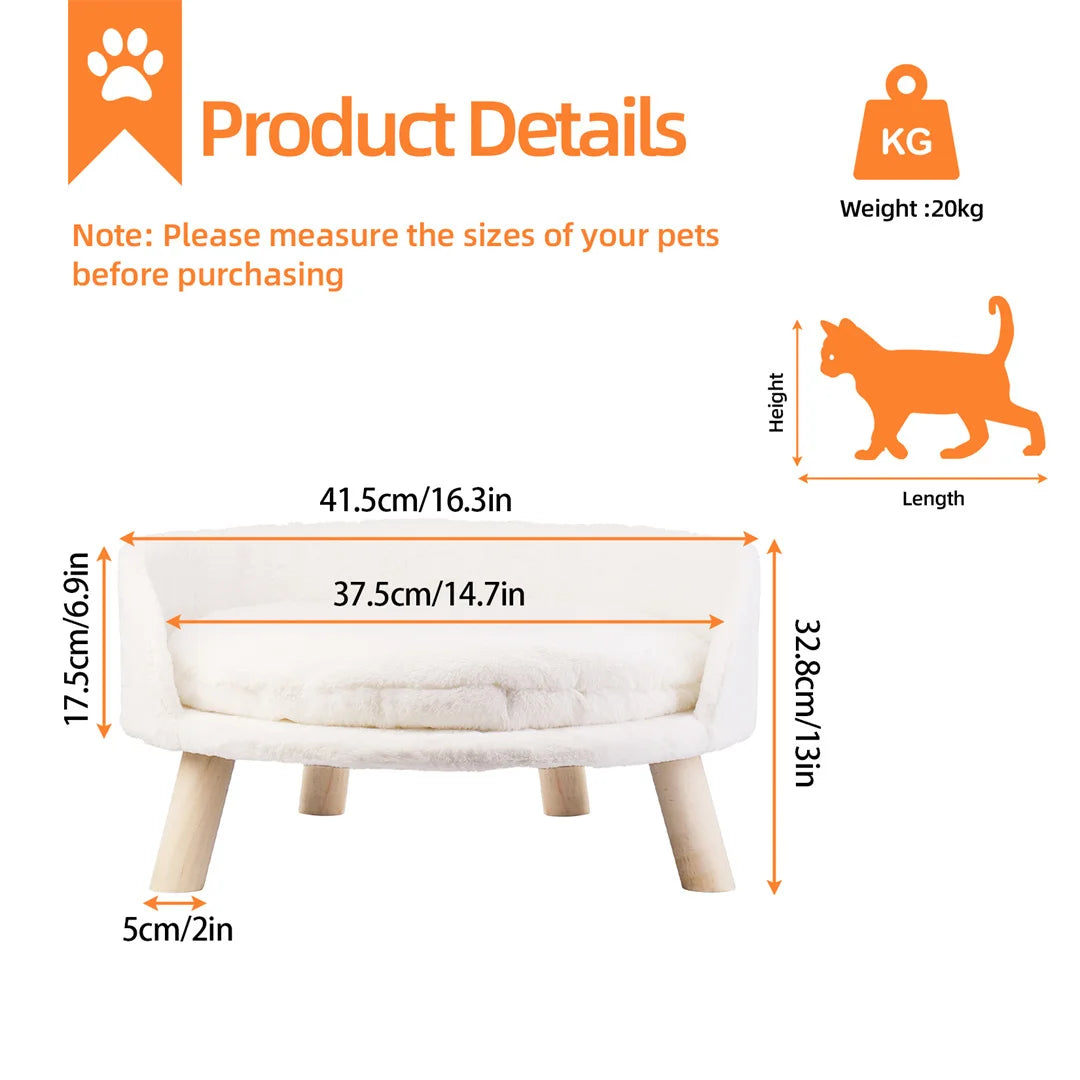 BINGOPAWC Luxury Waterproof Cat Bed Nest With Wood Legs