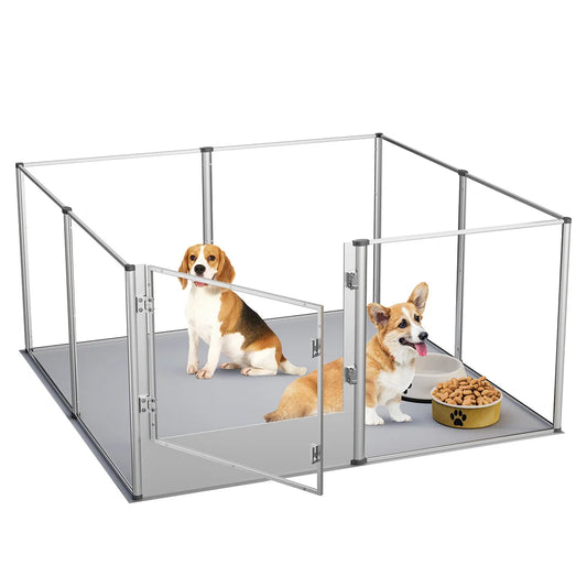 BORWARTH Acrylic Dog Playpen Enclosure With Waterproof Pad